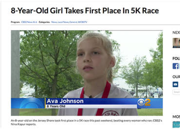 CBS2: 8-Year-Old Girl Takes First Place In 5K Race